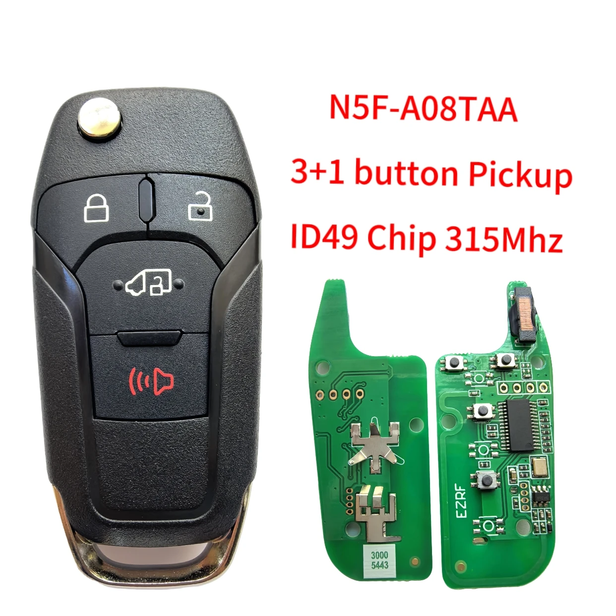 Jingxin Auto-Fernbedienungsschlüssel passend für Ford F150-F550 Fusion Explorer N5F-A08TAA ID49Chip 315Mhz Auto Smart Control HU101 Klingenschlüssel – Detail 4