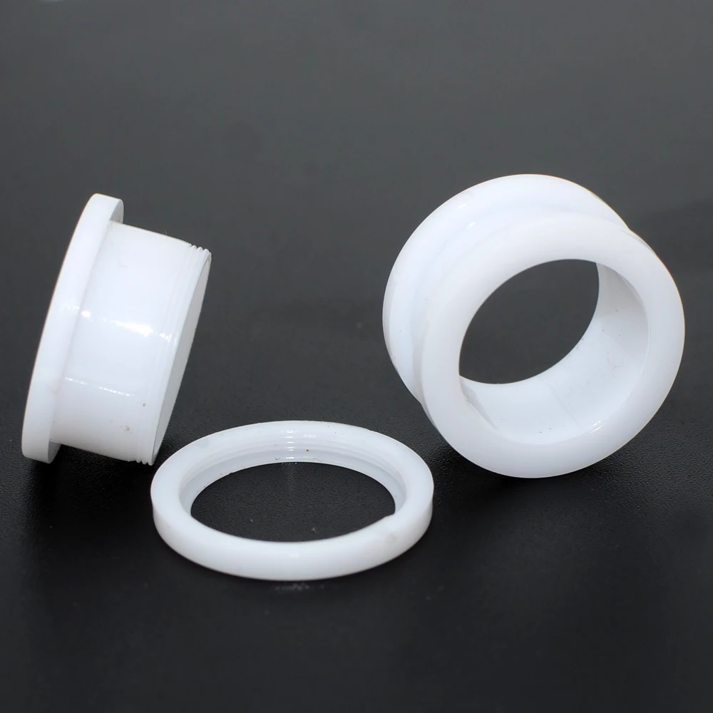 2pcs Ear Tunnel Plug White Black Clear Acrylic Double Flare Ear Gauges Saddle Expander Stretcher Body Jewelry