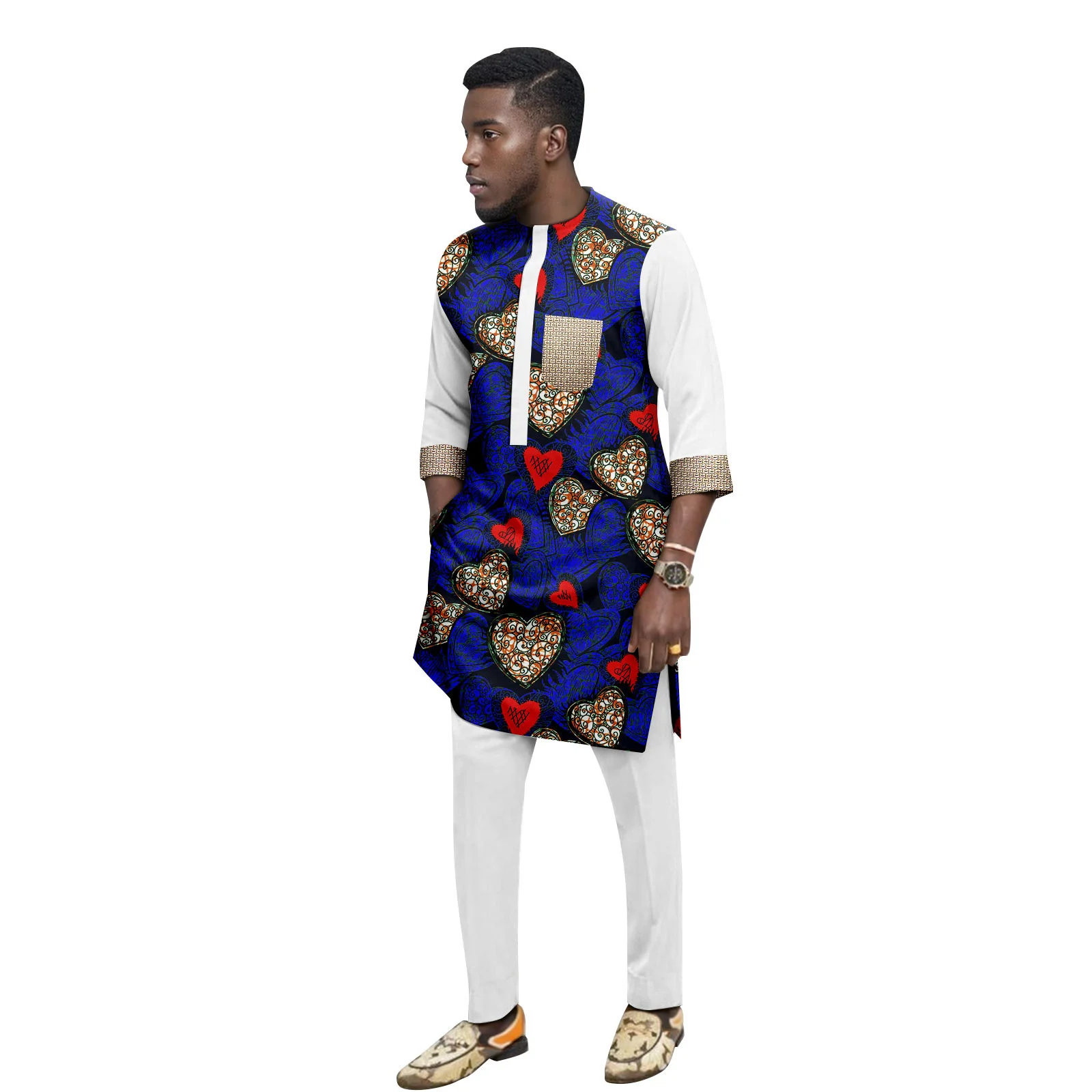 Vêtements الأفريقيين، زي mariage pour hommes، عروة مزدوجة كوبيه cintrie، Blazer et pantalon Brodés، مجموعة 2 قطعة