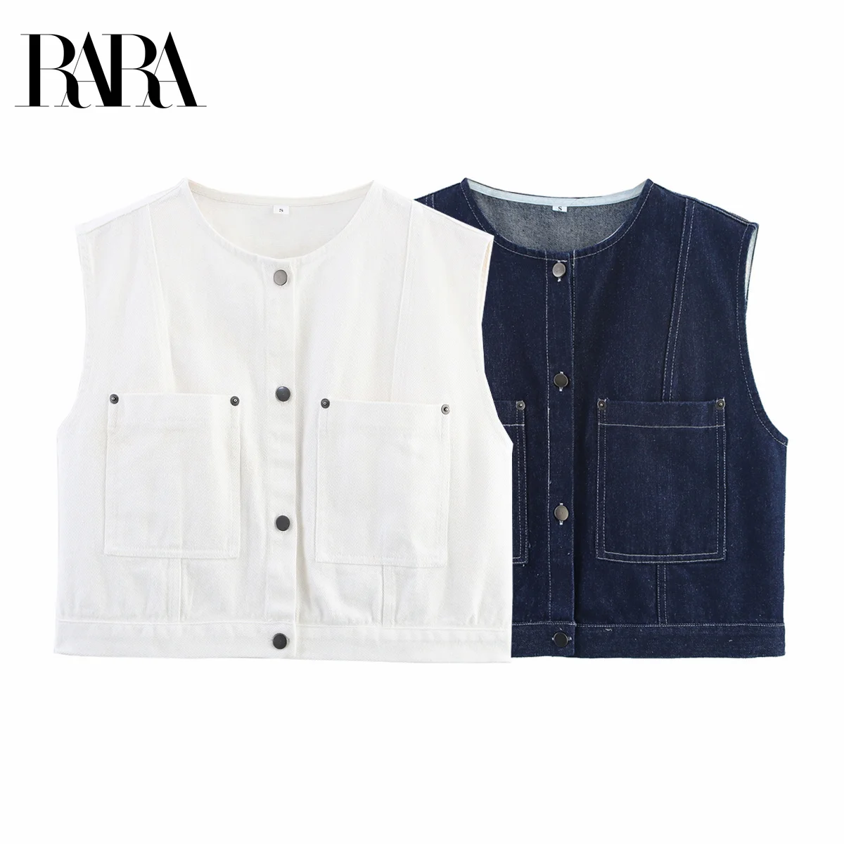 

RARA2025 new summer women's casual fashion simple temperament round neck sleeveless commuter denim vest top