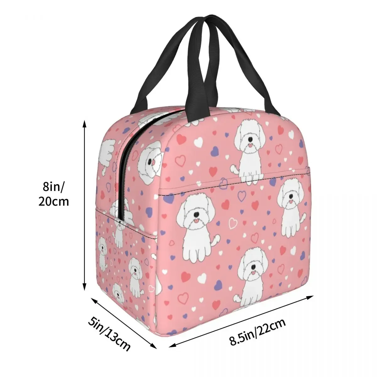 White Maltipoo Dog Insulated Lunch Bag for Women Leakproof Maltese And Poodle Mix Cooler Thermal Bento Box Kids School Children