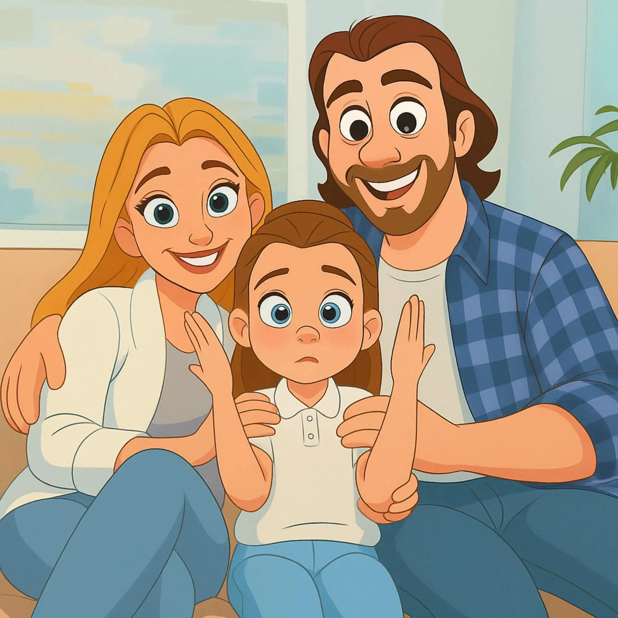 صورة مخصصة على طراز الحكاية الخيالية من صورة رسم كرتوني شخصي للأزواج والأطفال والحيوانات الأليفة والأسرة هدية ديكور المنزل #2