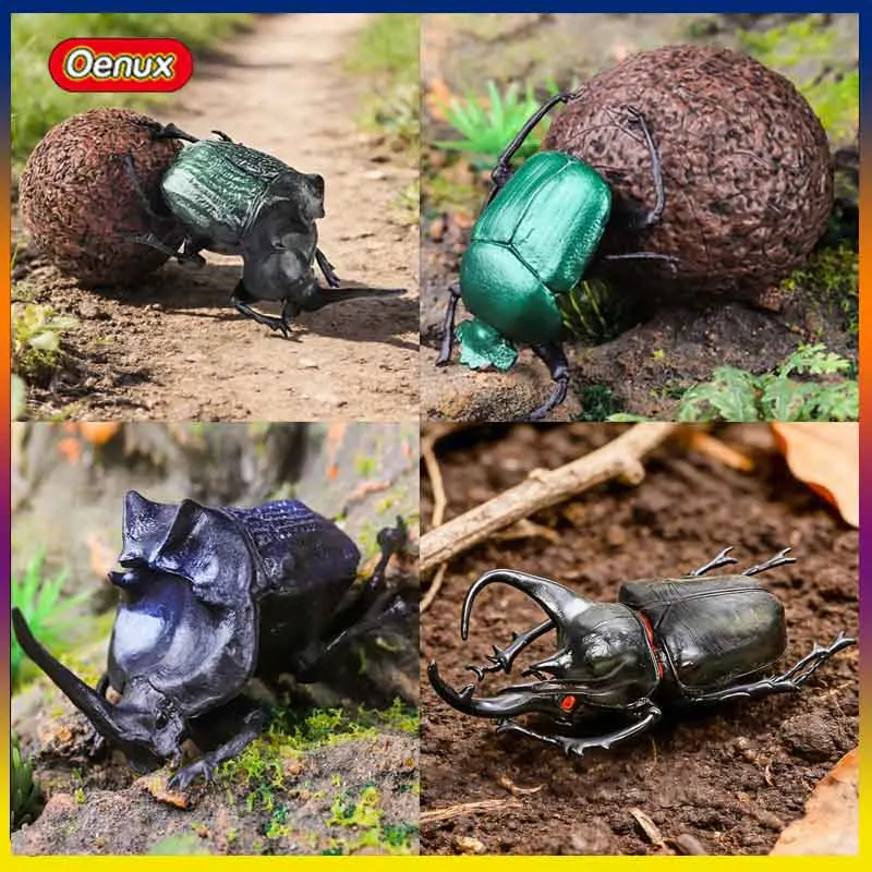 Realistic Dung Beetle Scarab Figurine Lifelike Insect Animal Model Simulation Bug Statue for Sand Table Decor Display Collection