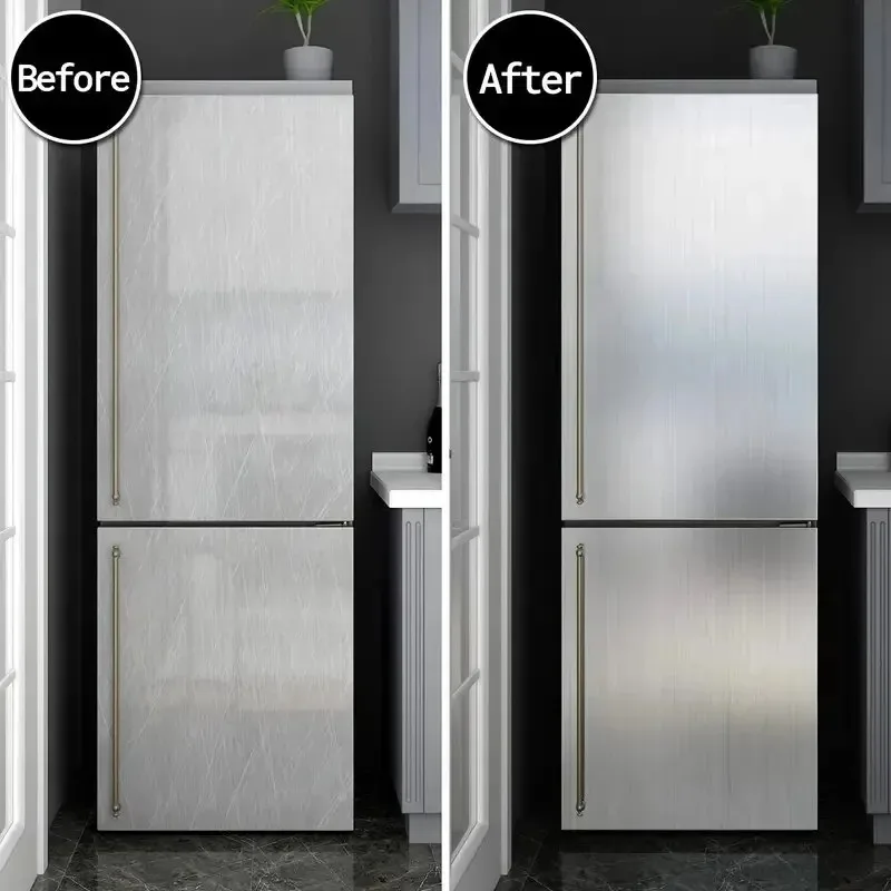PVC Stainless Brushed Silver Removable Wallpaper Decor thickening Film Vinyl Waterproof Oil-proof House Kitchen Elevator Sticker
