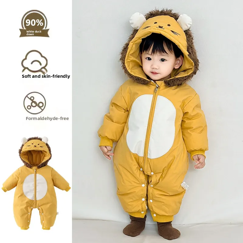 

Детская зимняя одежда, мягкий комбинезон, теплая одежда для младенцев и малышей, милое пальто, длинная круглая футболка со свечом