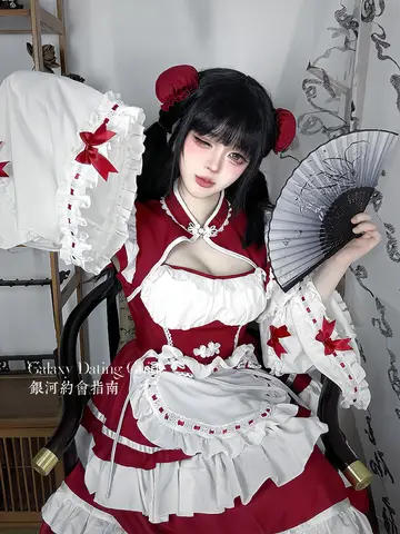 10 best sales röd hembiträdesklänning - №8