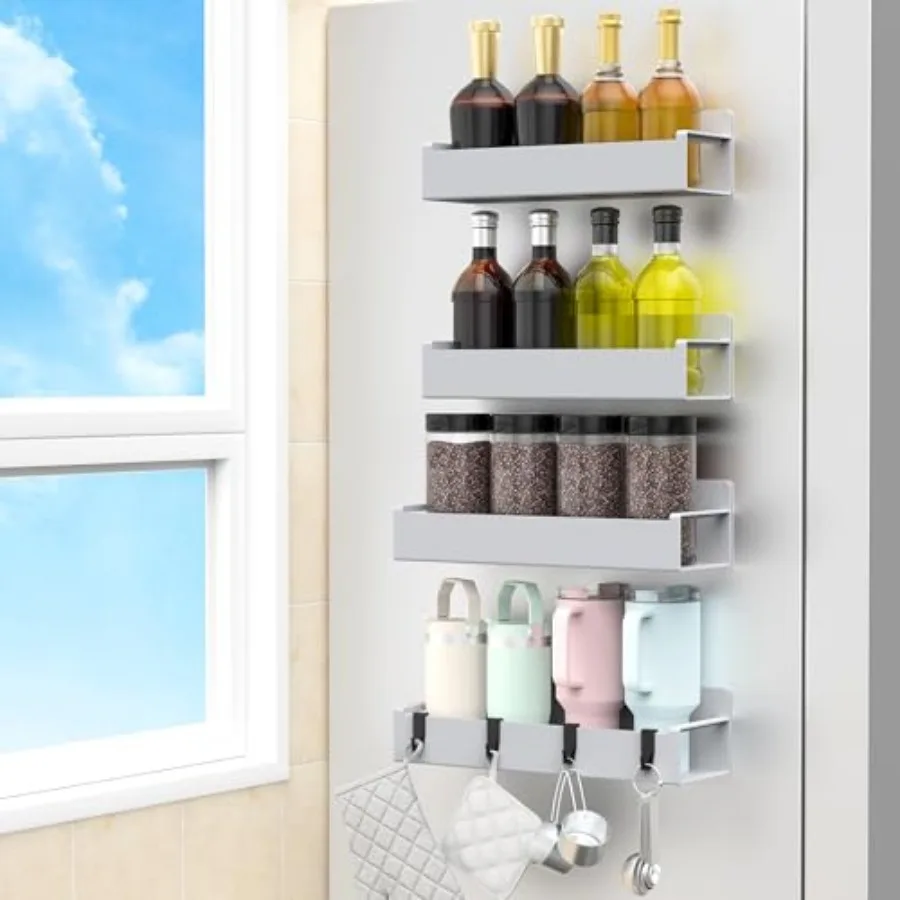 

Magnetic Spice Rack Organizer for Refrigerator and Oven, Fridge Organizers and Storage for Kitchen