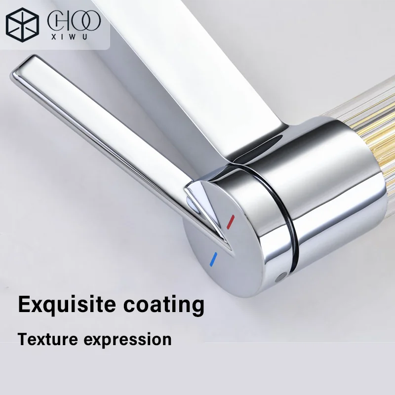 CHOOXIWU - Pia cascata de aço inoxidável, torneira alta e baixa, pia de banheiro, quente e fria, decoração de melhoria da casa