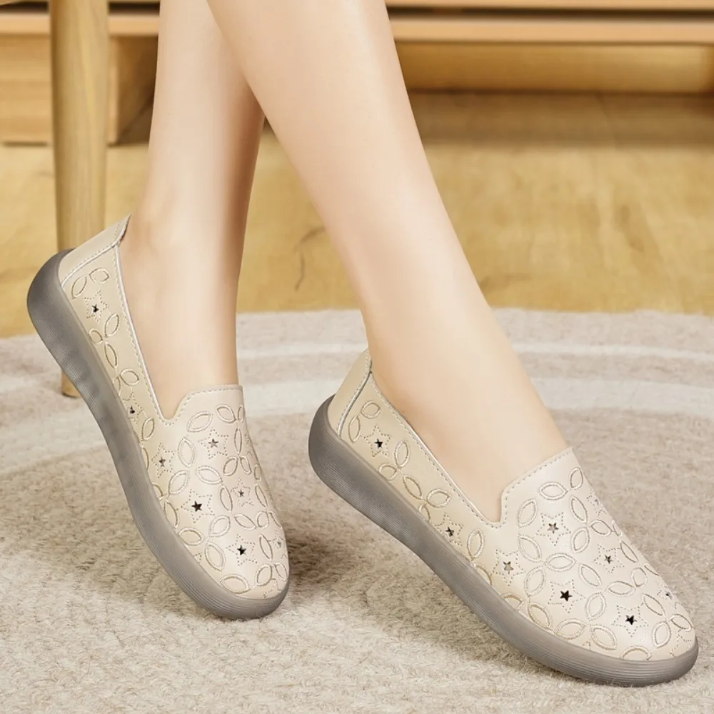 

Women's Perforated Slip-On Loafers Breathable Hollow Out Casual Shoes Comfort Non-Slip Walking Flats for Ladies
