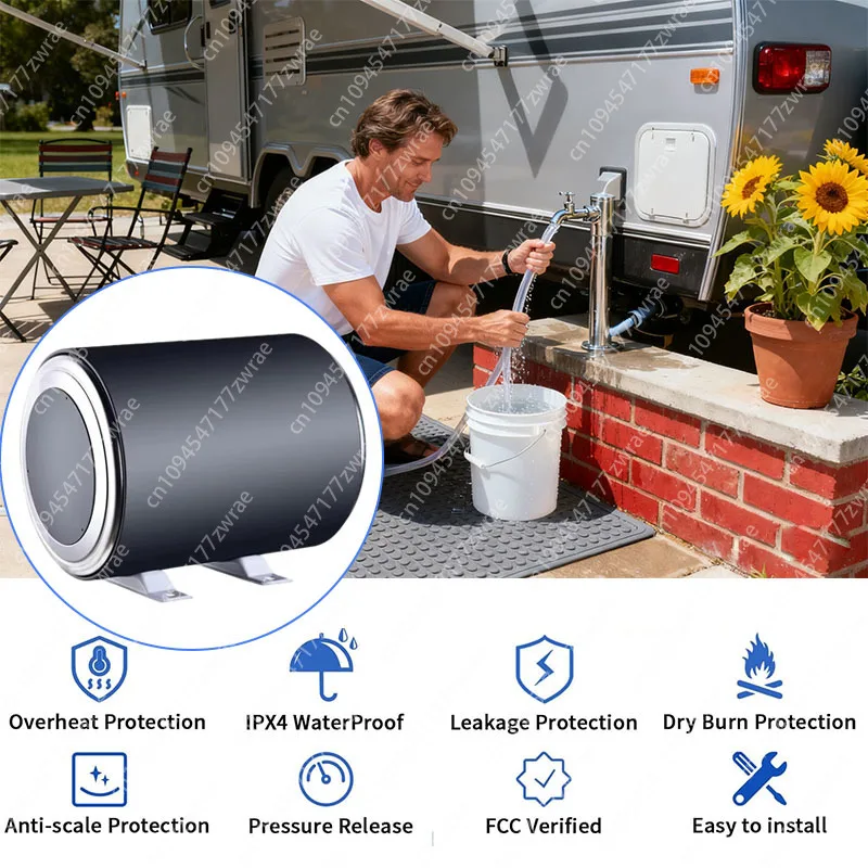 12V RV Boiler Electric Hot Water Heater Camping Vehicle Caravan Energy Storage Water Heater 200W Shower Boiler for Camper