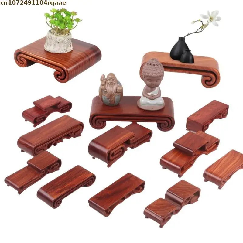 Miniature Wooden Standing Flower Base Figurines Vase Flower Pot Sorting Table Stand Bonsai Holder Plant Decorative Shelf