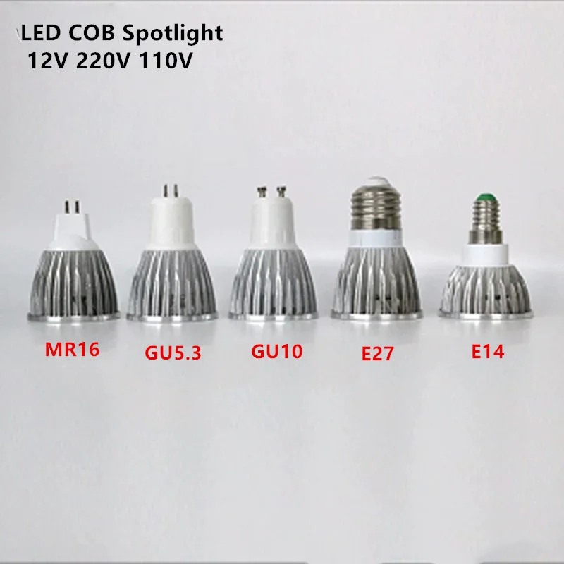 1X Led licht 9 W 12 W 15 W COB MR16 GU10 E27 E14 LED Dimmen Sportlight lamp High Power lamp MR16 12 V E27 GU10 AC 110 V 220 V