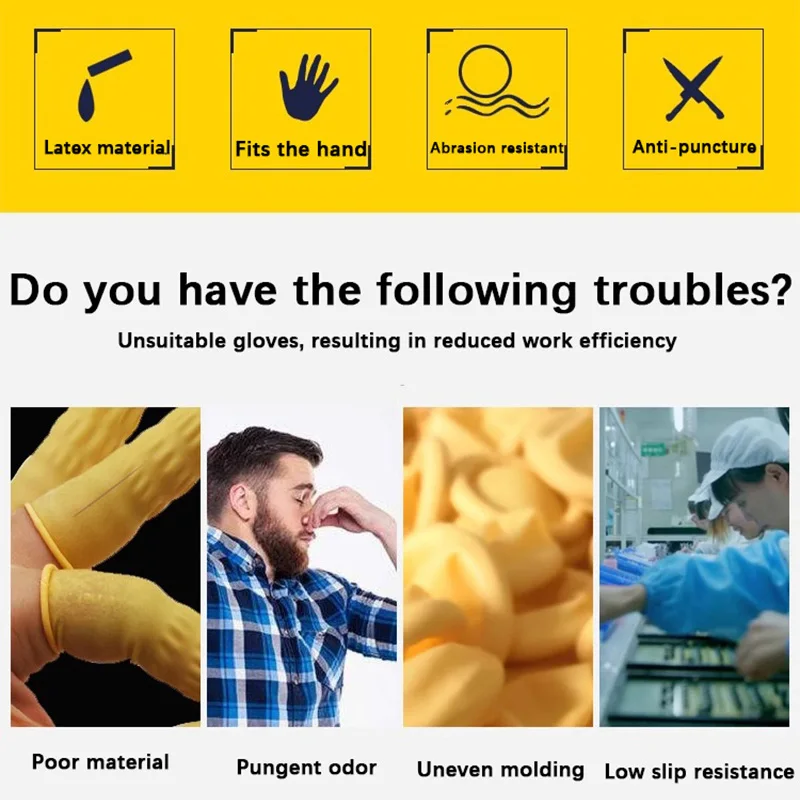 Disposable Rubber Gloves, Latex, Fingertip Protective Gloves, Anti-slip, Anti-static, Five Finger Gloves, Thumb Sleeves image 3