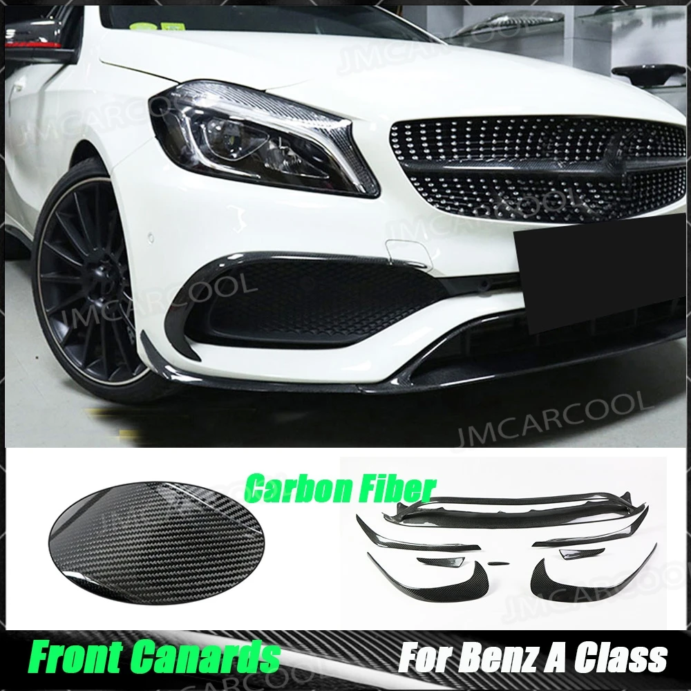 

Front Bumper Splitter Canards Fins For Benz A Class W176 A200 A250 A45 Side Bumper Trims 2016-2019 Car Styling 8PCS Body Kits