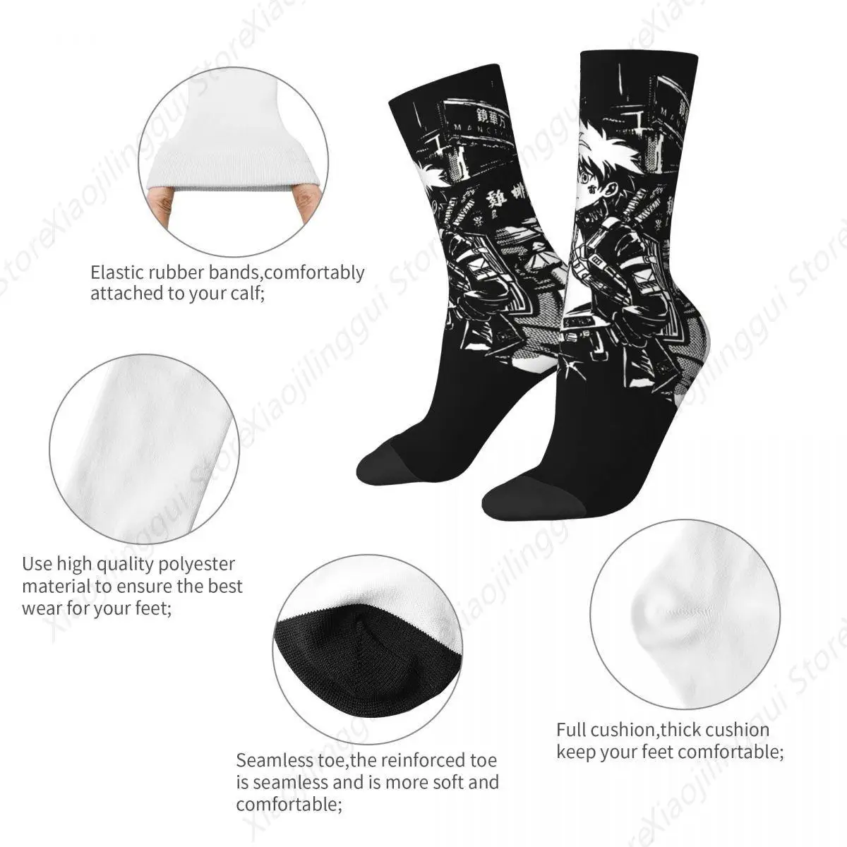 Anime Kilua   Hunter X Hunter Socks Men Women Casual Socks Crazy Spring Summer Autumn Winter Middle Tube Stockings Gifts