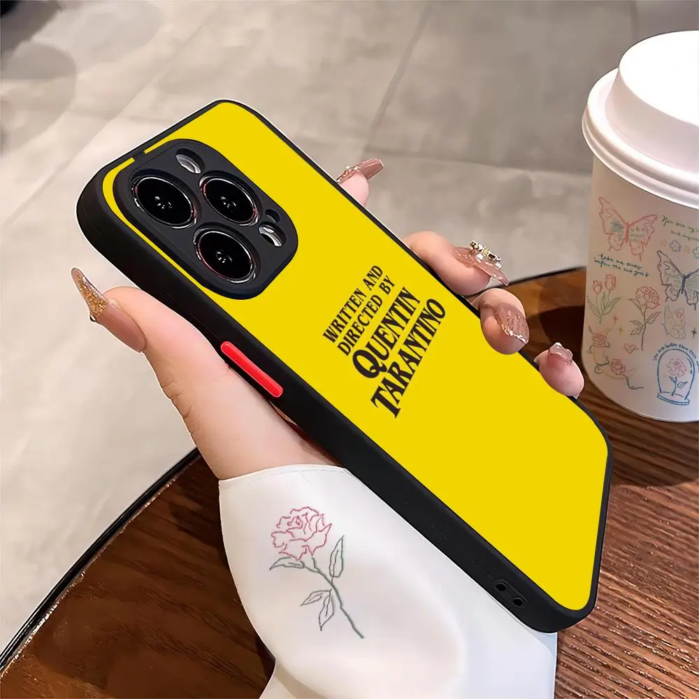 Capa preta fosca de telefone Quentin Tarantino para iPhone 16Pro Max, 15, 13, 12, 11, 14 Pro Max, Mini Plus, XS, XR