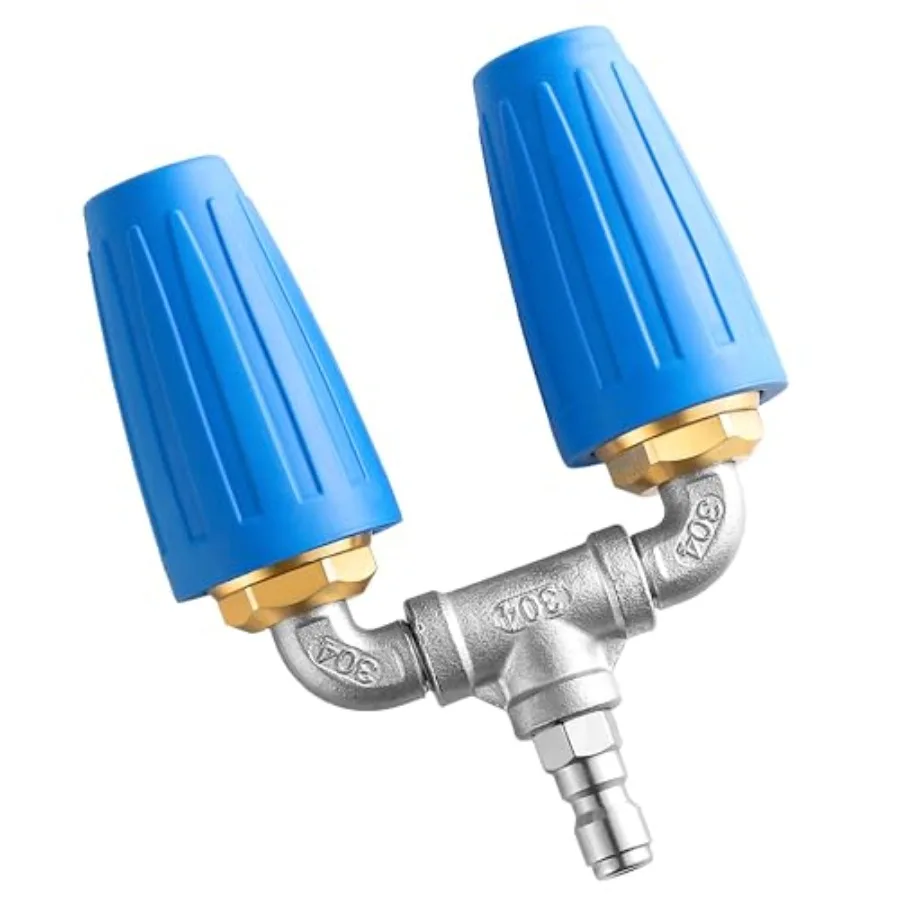 

Dual Turbo Nozzle Prure Washer, 360°Rotating Turbo Nozzle with 1/4" Quick Connector, 2.0 Orifice Twin Turbo Nozzle, 4-6 GPM, 40