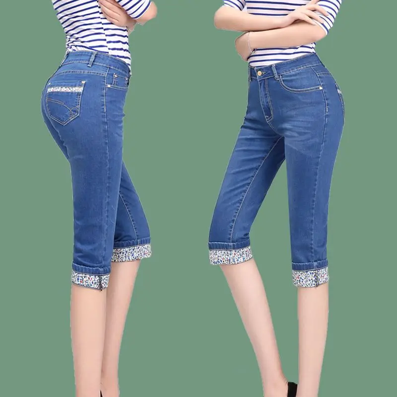 

Женские джинсовые брюки с высокой талией, летние тонкие свободные прямые брюки средней длины, дышащие, удобные, крутые, ощущения