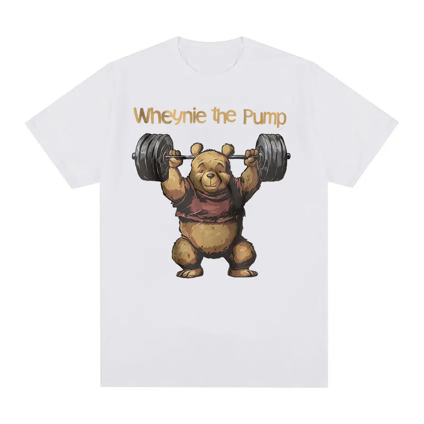 Whenye The Pump Panda Gym Funny Graphic Tee Shirt Men\'s Vintage Fashion Short Sleeve T-Shirt Tops 100% Cotton Oversized T Shirts