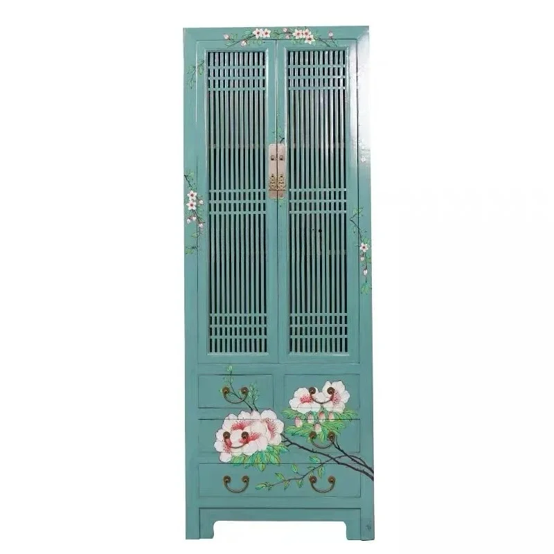 

New Chinese hotel clubhouse overall retro solid wood wardrobe home bedroom storage storage high cabinet