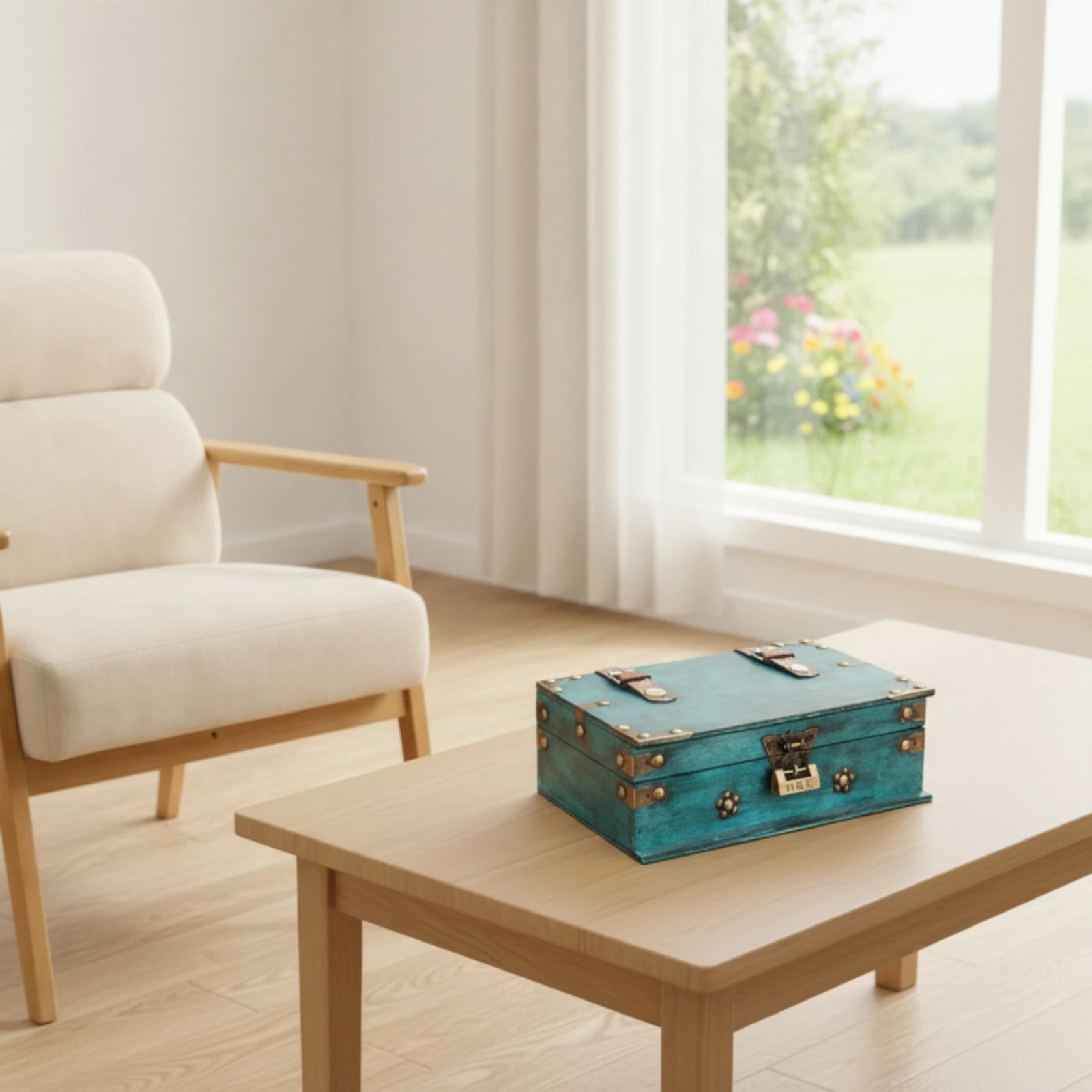 Wooden Storage Box with Lid Weathered Wooden Box with Hinged Lid Decorative Treasure Chest Rectangular Rustic for Decorators