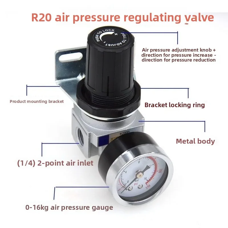 0 Air Pressure Regulating and Reducing Pressure Step-down Valve 2 Points Inlet Precision Regulating Air Meter Air Pressure Valve