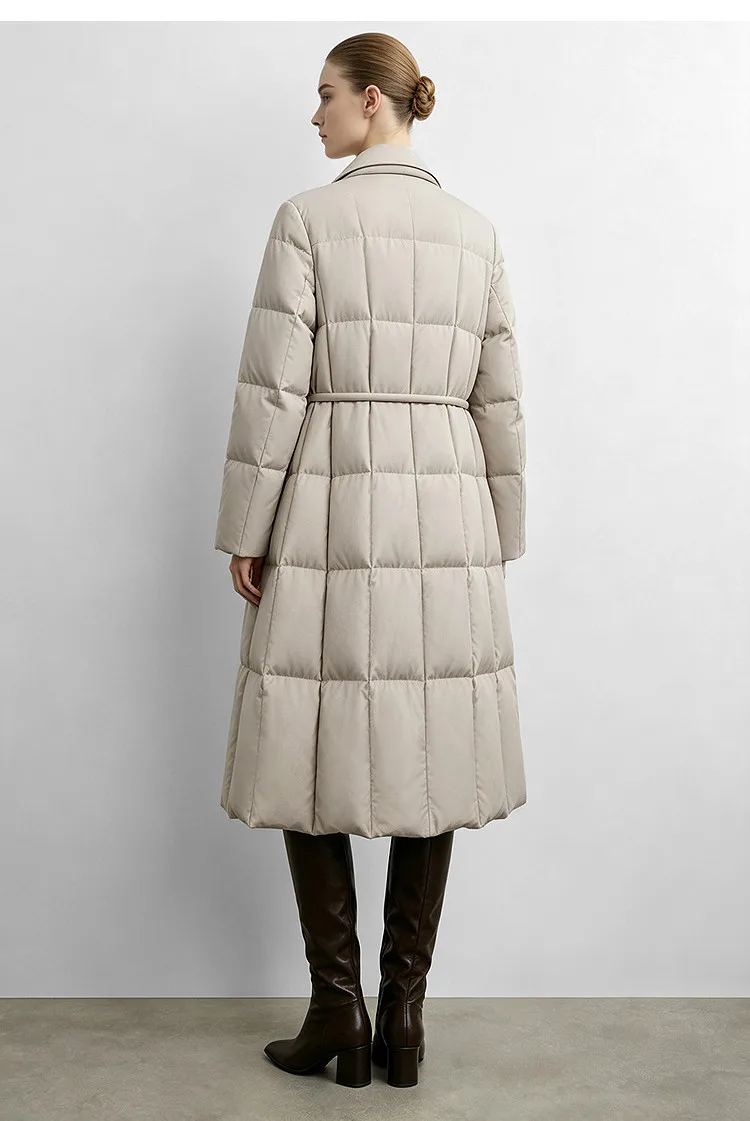 Amii Women's A-Line Down Jacket Lapel Collar Lightweight Warm Slim Fit Commuter Minimalist Women's Winter Down Jacket 12644006