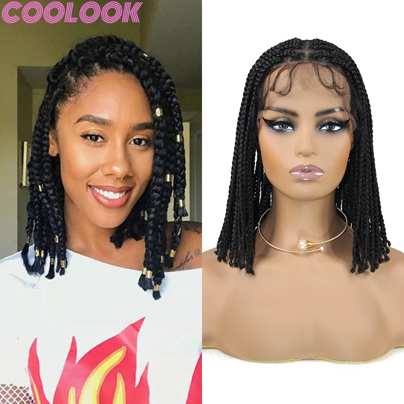 

Synthetic 10'' Short Bob Braided Wig Distressed Dreadlock Full Lace Braids Wig Knotless Lace Front Braid Wig with Cornrow Plaits