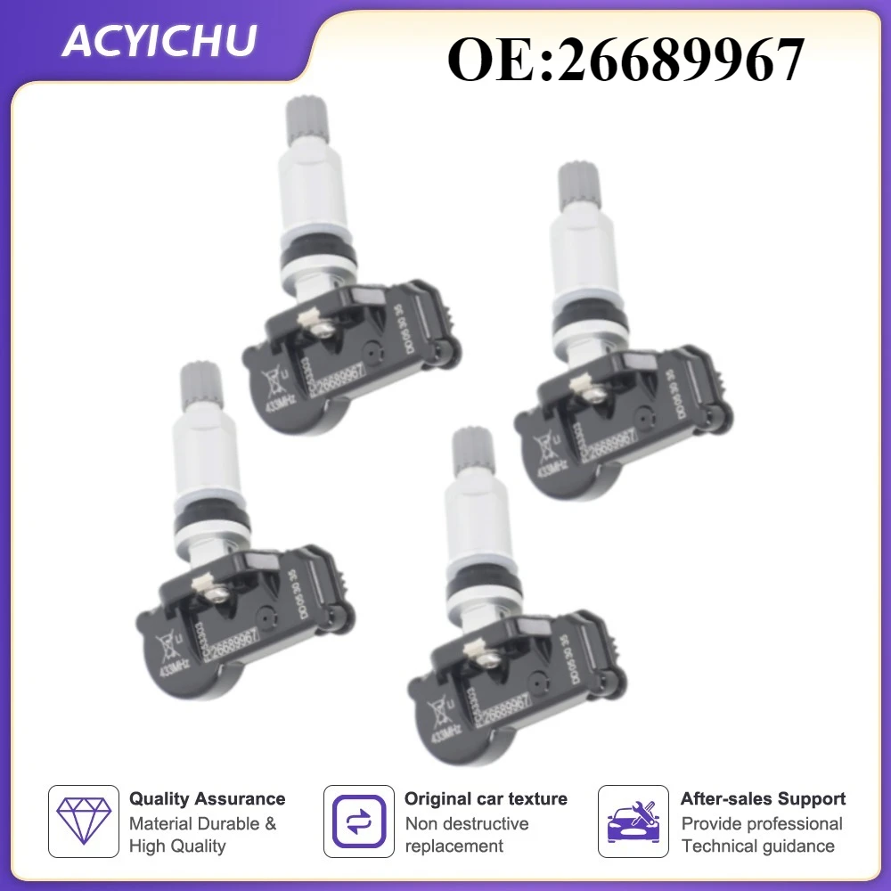 4PCS TPMS 26689967 433MHz Tire Pressure Sensor For Chevrolet Cavalier 2016-2018 Onix 2019-2020 For Buick Excelle