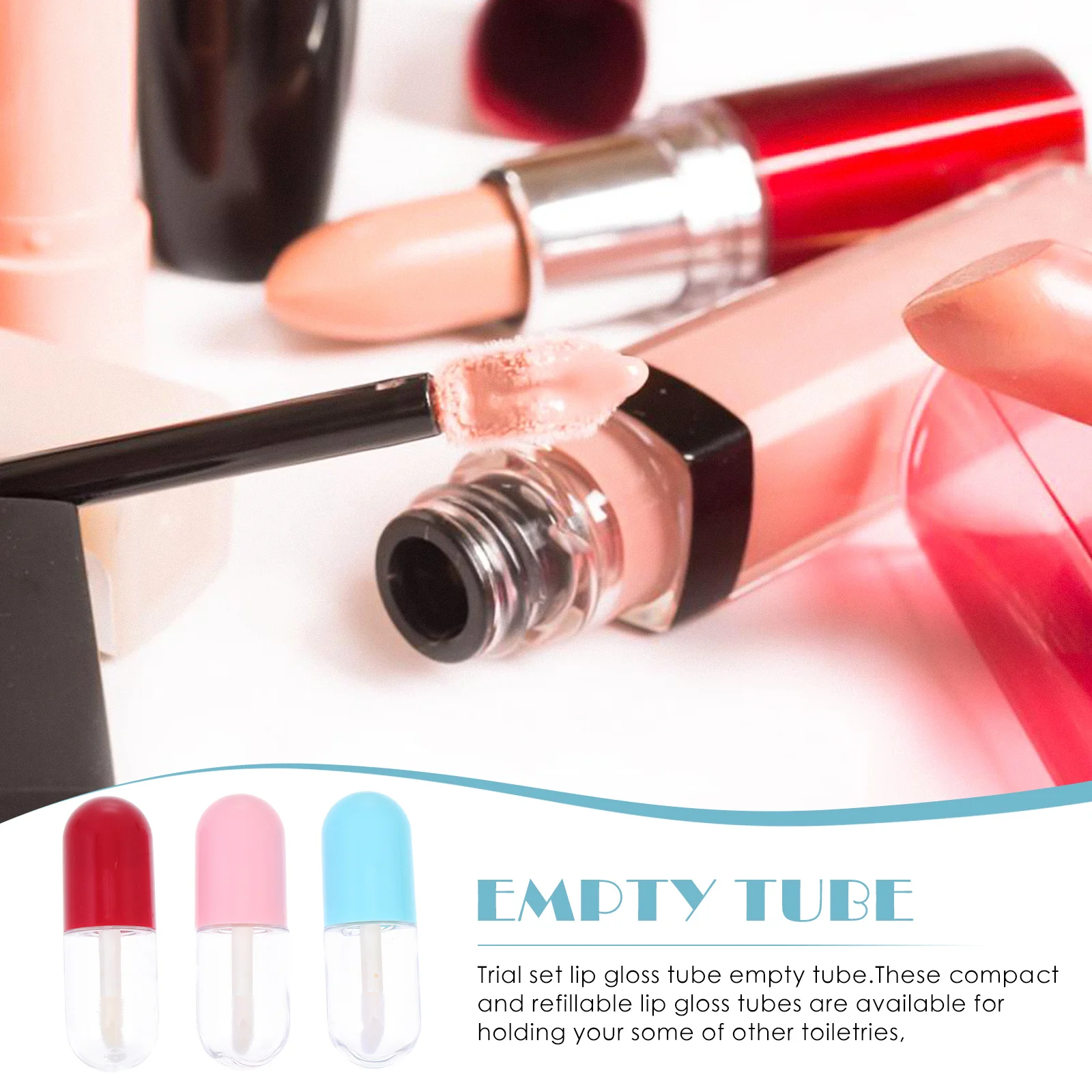 

9Pcs Lip Gloss Tubes Refillable Containers Transparent Portable for Travel DIY Makeup Storage Lip Gloss Tube