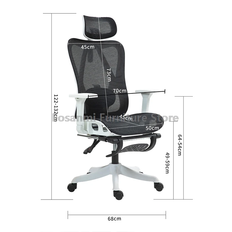 Sedia da computer regolabile in altezza per giocatori domestici Sedia da ufficio ergonomica Supporto lombare Sedia da scrivania in rete traspirante con braccioli