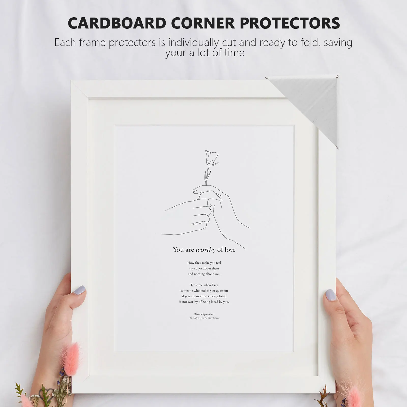 100 قطعة من واقيات زوايا الورق المقوى القابلة للتعديل لإطارات الصور وحماية الإطار والشحن الفني المتحرك الورقي #2