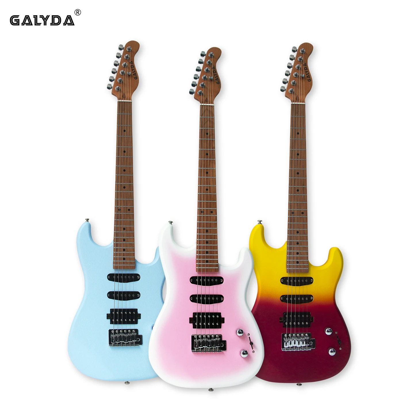 36-Inch Solid Body Full HSS Electric Guitar Kit For Children Beginner Starter Amplifier Digital Tuner Strap String Cable Bag