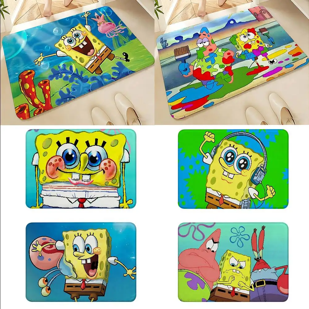 S-Spongebob Squarepants Floor Mats Home Laundry Rug Carpet For Living Room Decor Lounge Area Anti-slip Foot Mat Entrance Doormat