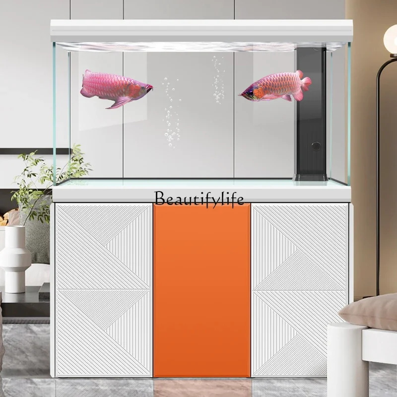 

yj9 Modern Super White Screen Fish Tank Living Room Large Bottom Filter Fish Globe 2023 New