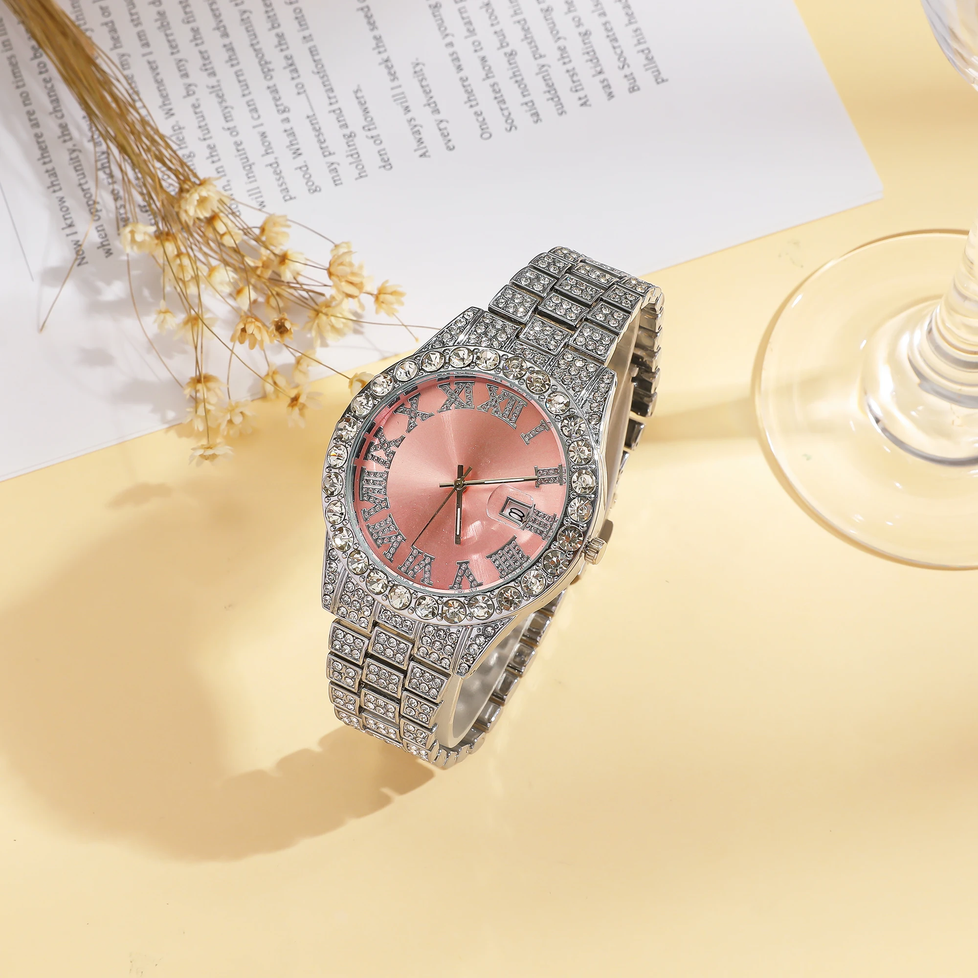 New foreign trade explosive diamond-studded Roman fashion with calendar women's watch women's watch women's models image 2