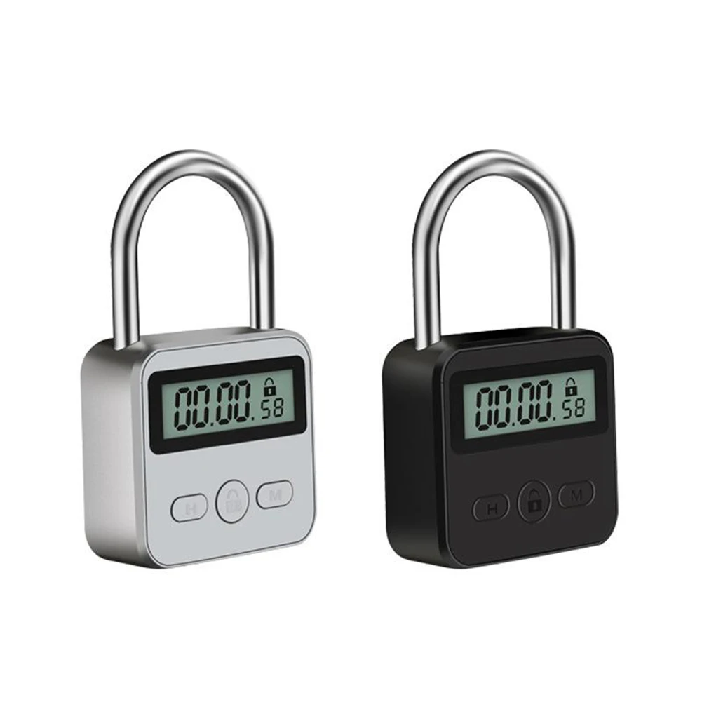 Electronic Timer Lock With LCD Display 99H M'ax Timing Auto Open USB Charging Metal Padlock For Delay Correction And Safety
