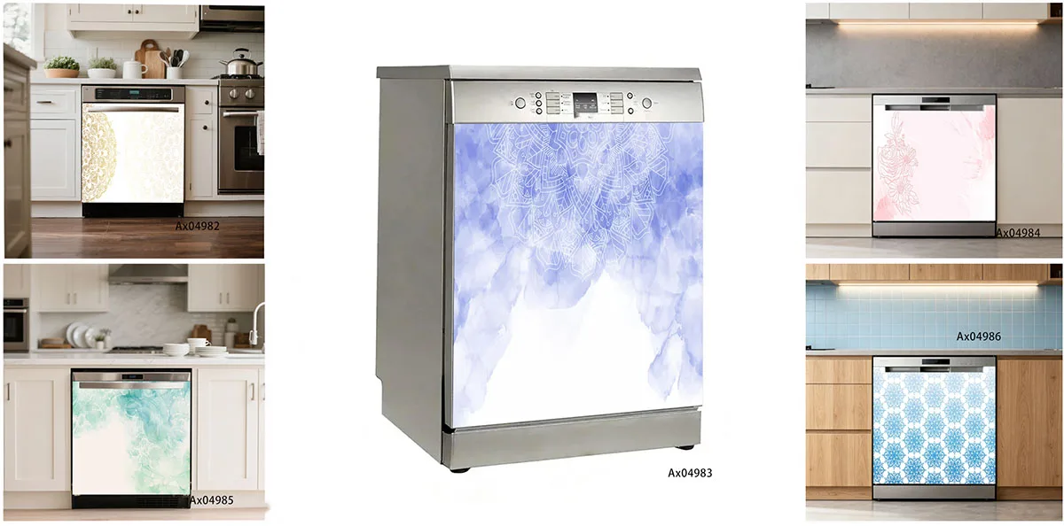 Pale Mint Light Blue Thin Grid Minimal Wardrobe Dishwasher Door Wrap Sticker Self Adhesive Cabinet Washer Wallpaper Decor