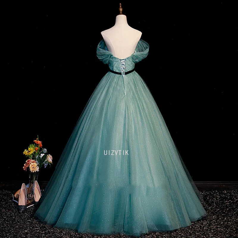 Green Ball Gown Women Evening Dresses Off Shoulder Prom Birthday Party Gowns Customized Formal Vestido De Fiesta robes de soirée