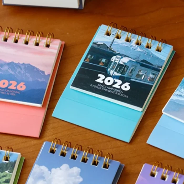 2026 Landscape Mini Desk Calendar Creative Coil Calendar Planner Desktop Ornament Decoration Office Stationery