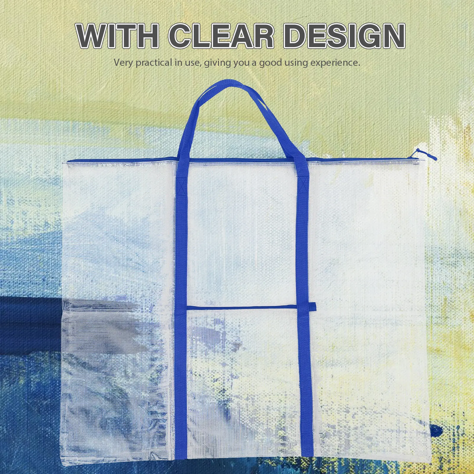 

Large Transparent Storage Bag for Artwork Sturdy PVC Drawing Portfolio Pouch Portable Painting Paper Organizer Case Folder