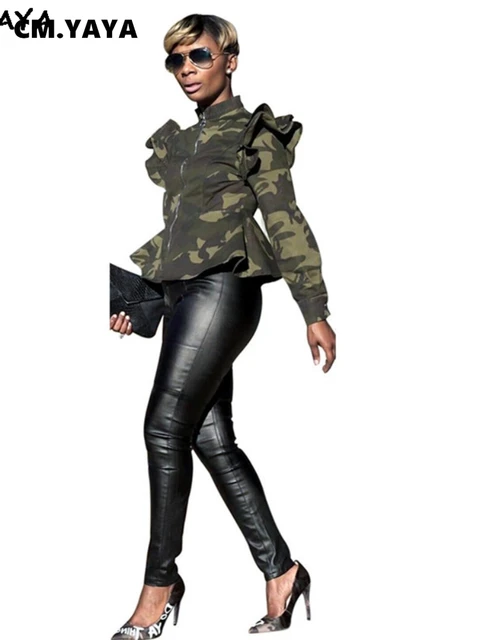 Thin Camouflage Jacket Women Shoulder Camouflage Jacket Camouflage Ruffle Jacket Jackets Aliexpress