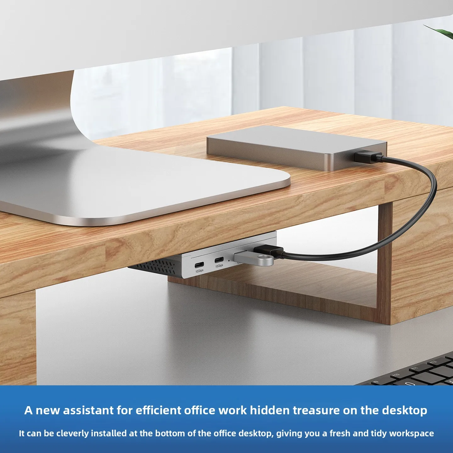 New Sliding Rail Magnetic Type-C Docking Hub, Multi-port USB Expander Adapter for Laptop & Desktop PC Tool
