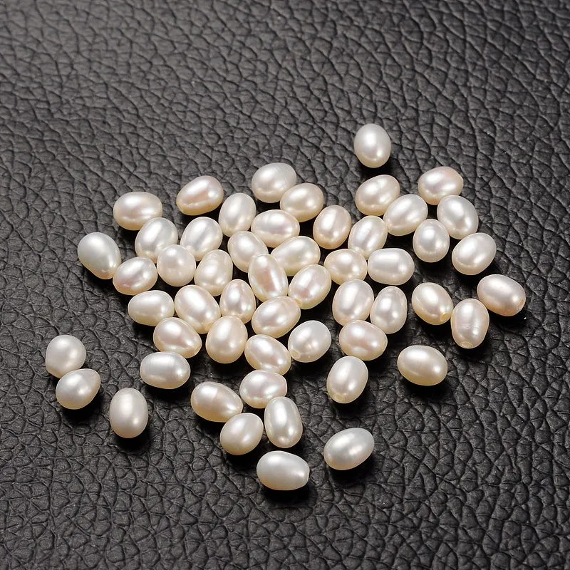 

100pcs 4-5mm Natural Cultured Freshwater Pearl Beads Grade AA Half Drilled Hole Rice Shape for Necklace Bracelet Jewelry Making