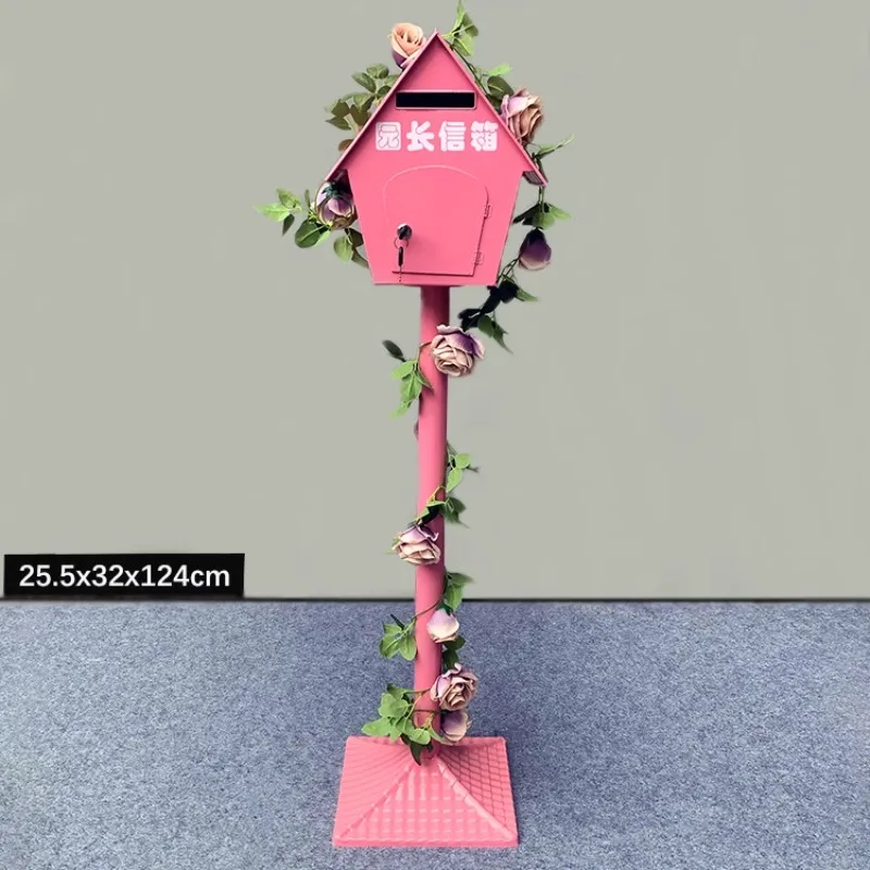 American wrought iron cottage mailbox courtyard home decoration kindergarten with flowers