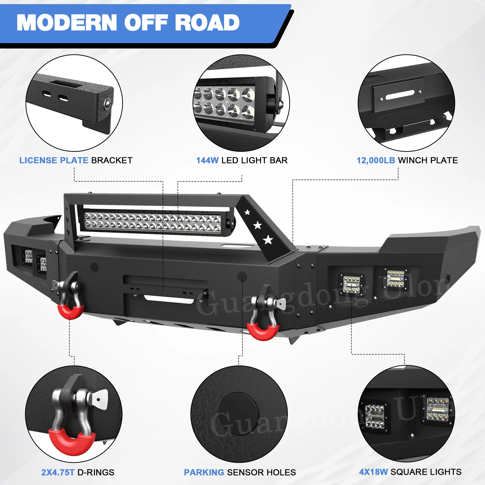Factory Price Front And Rear Bumper For 2011-2014 Chevy Silverado 2500 3500 HD Pickup Truck With Winch Plate, LED And D-Rings