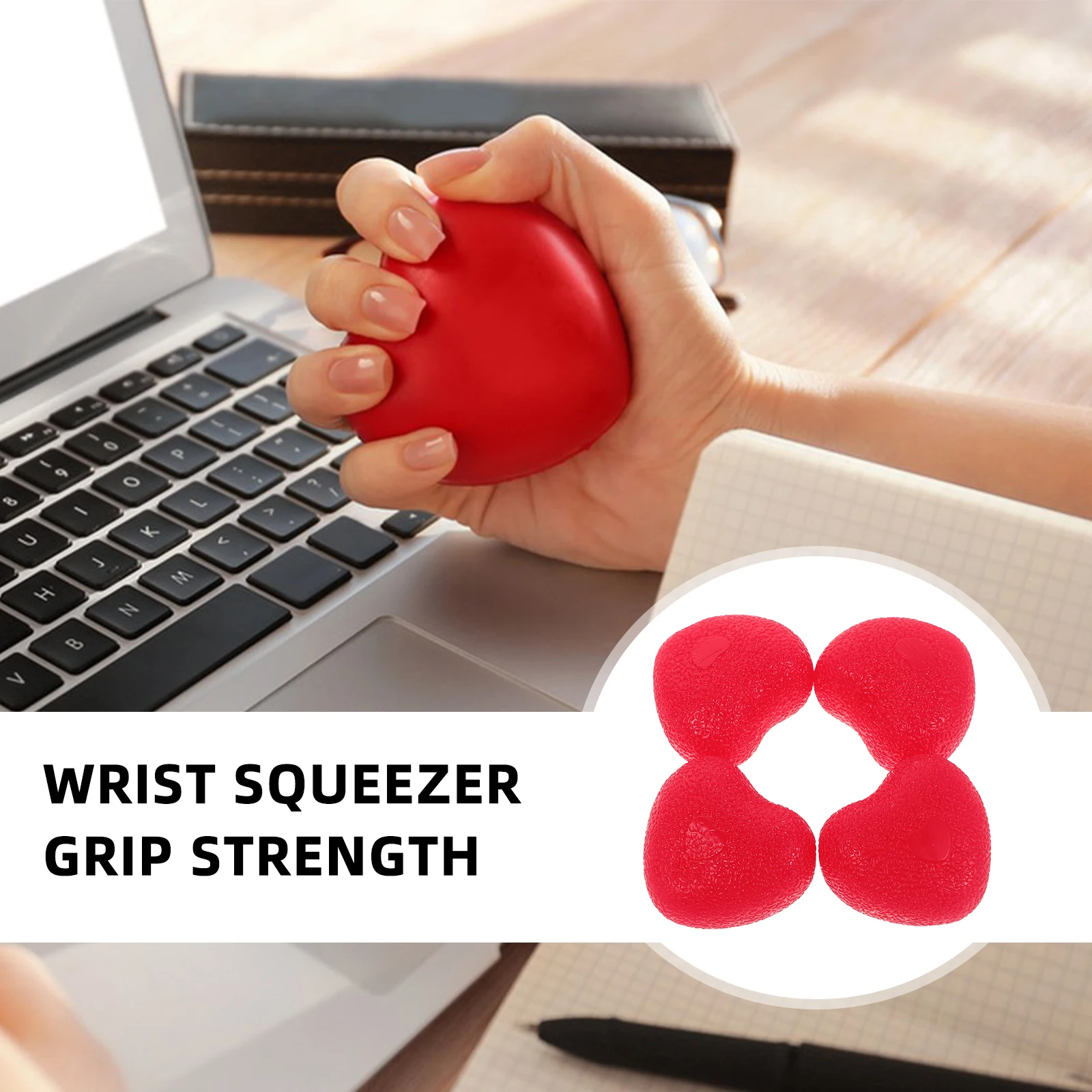

4pcs Hand Grip Strength Ball Ergonomic Heart Shaped Squeezer For Hand Finger Wrist Exercises Strengthen Muscles Durable Tpr
