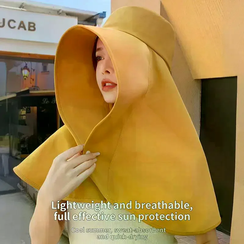 Large Brim Fisherman Hat UV Sun Protection Quick Drying Outdoor Cap With Detachable Shawl For Fishing Garden