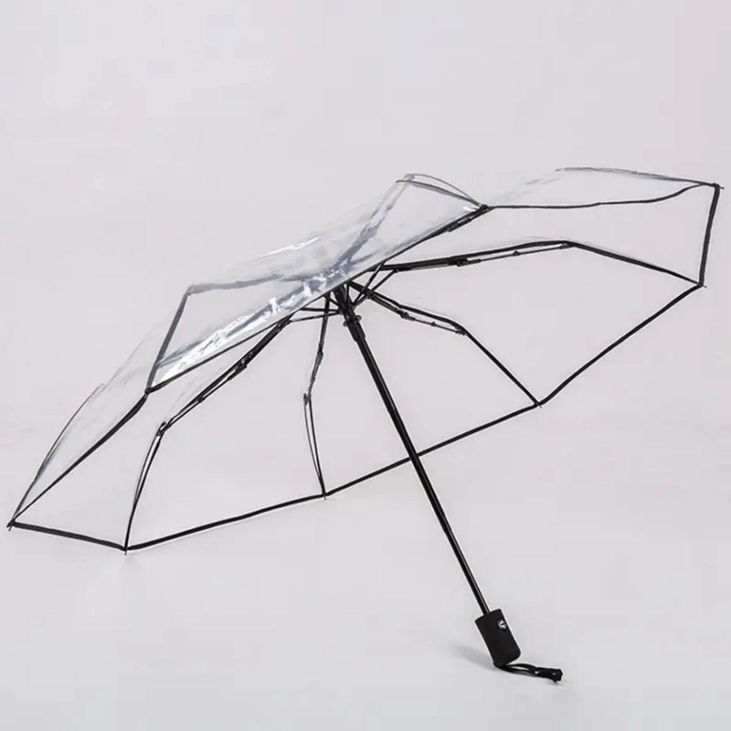 Compact and Lightweight Transparent Folding Tri-fold Umbrella with High-Quality Material for Durability and Protection, Fresh an
