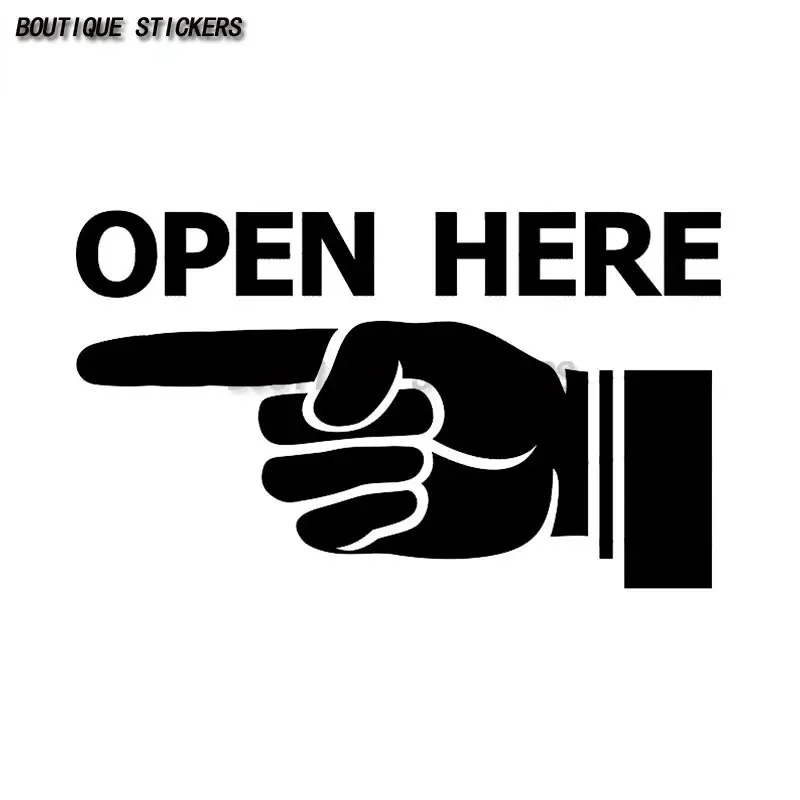 

Open Here Finger Gesture Sign Outline Car Sticker Waterproof PVC Sticker Wall Window Luggage Motorcycle Auto Parts